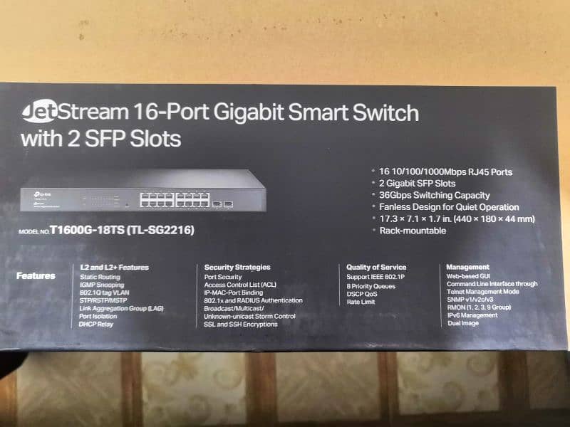 Tp link jetstream Gigabit smart switch 16 port 2 sfp slots TL-SG2216 2