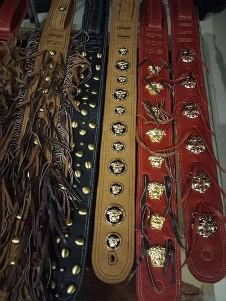 leather custom hand made leather guitar belts/straps 9