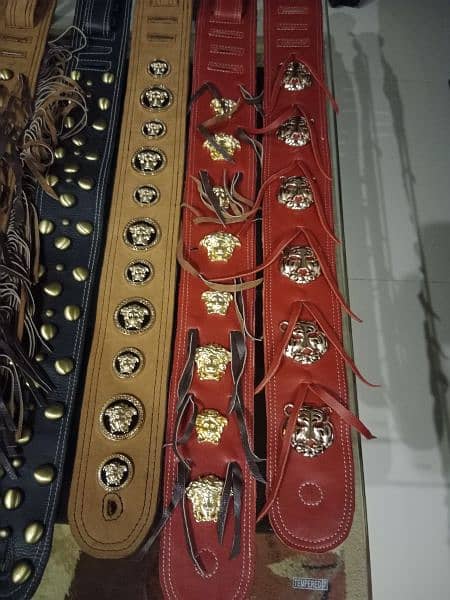 leather custom hand made leather guitar belts/straps 1