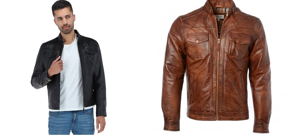 Brown and Black leather jacket for men 0