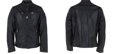 Winter leather jacket black mens and women fur coat
