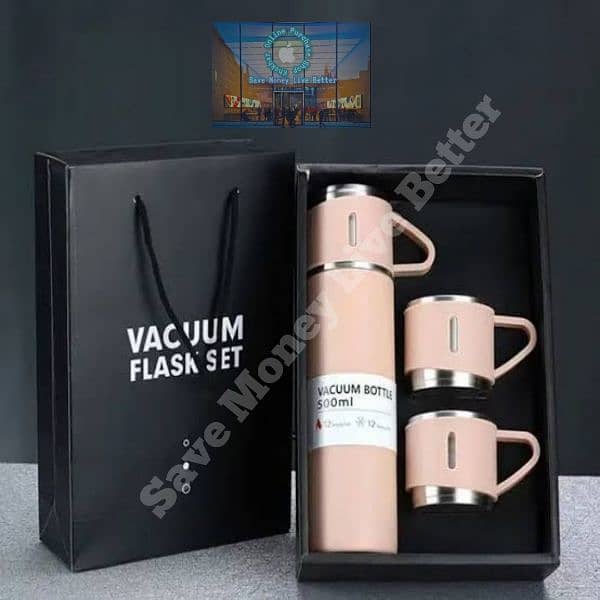 Stainless steel Vaccum Flask Set with 2 Cup 1