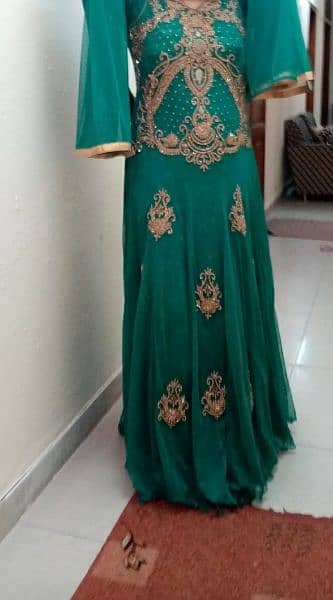 Sea Green Net Maxi with Fully Gold stone work 1