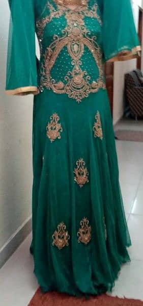 Sea Green Net Maxi with Fully Gold stone work 2