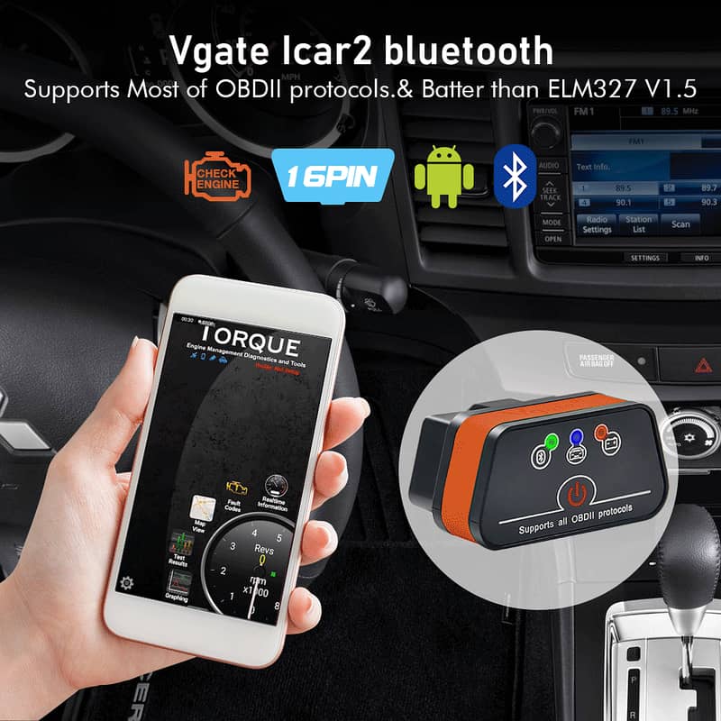 Vgate iCar 2 OBDII Bluetooth3.0 Car Diagnostic Scanner 03020062817 0