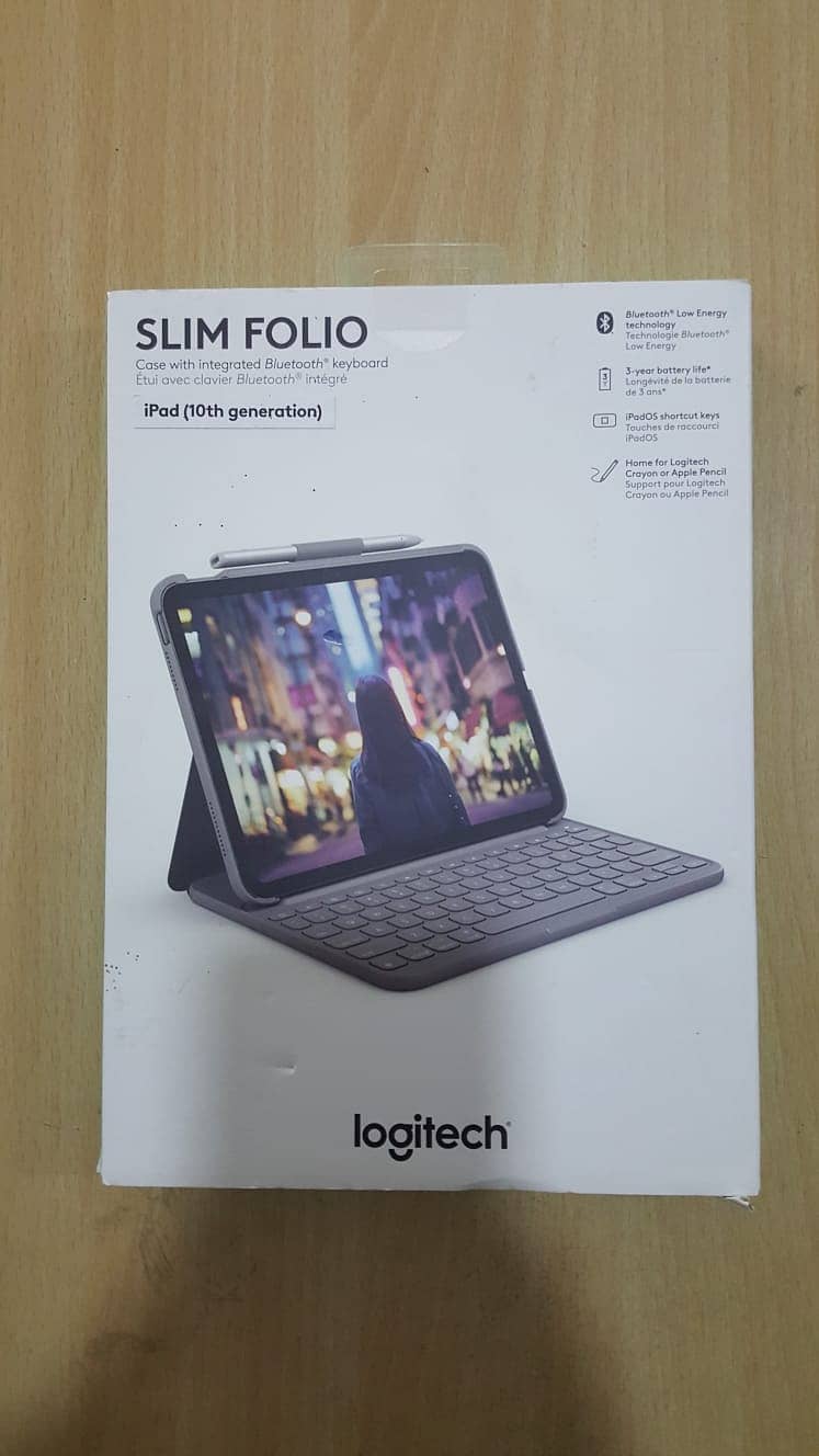 Logitech Slim Folio Keyboard Case For Ipad (10th Gen) Oxford Gray 0