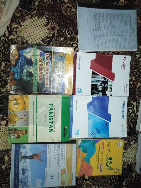 physics, chemisty,notes. pak stds and english books and D Series 0