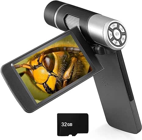 4 inch Handheld Digital Microscope with Stand, 1080P LCD Digital 0