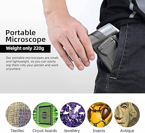 4 inch Handheld Digital Microscope with Stand, 1080P LCD Digital 4