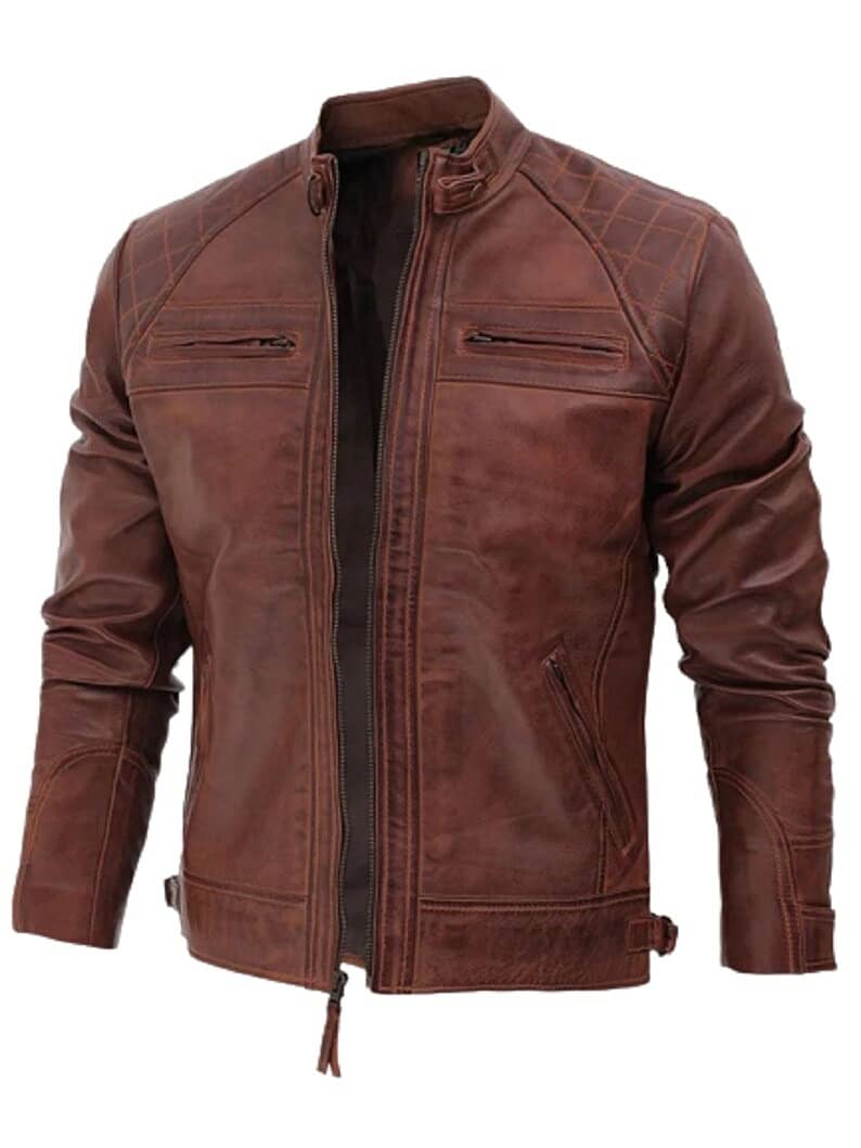 Winter Black leather jacket latest desgin brown for man red 3