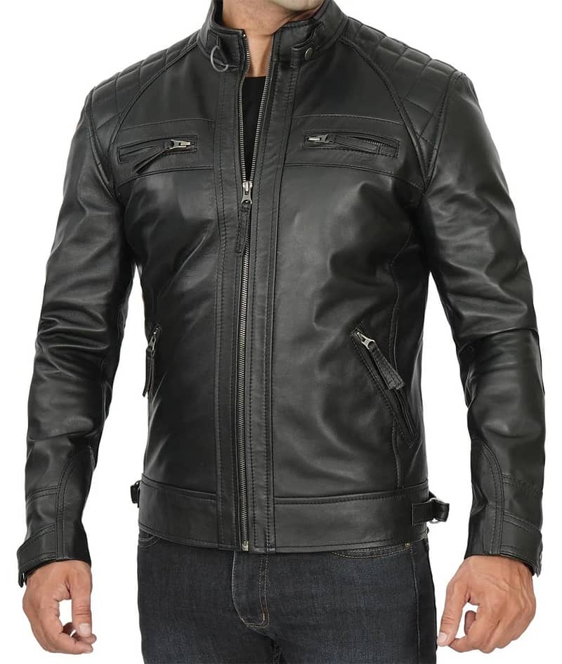 Genuine Black leather jacket for women and men manufacturer coustmize 6