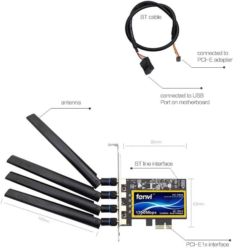 Fenvi T919 PCI-E WiFi WiFi Card Mac OS 4 antenna B. T 4.0 0