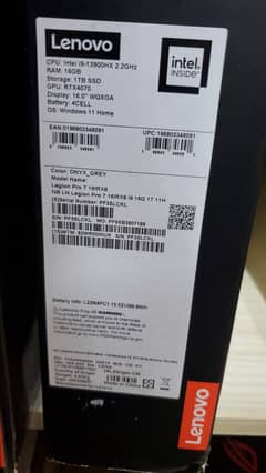 Lenovo Legion 7 Pro Core i9 13th Gen (16Gb/1Tb) RTX 4070 BOX Packed 0