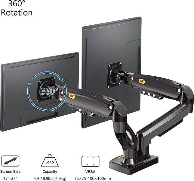 Dual Monitor VESA Desk Mount Stand 2 Computer LCD LED Screen 2