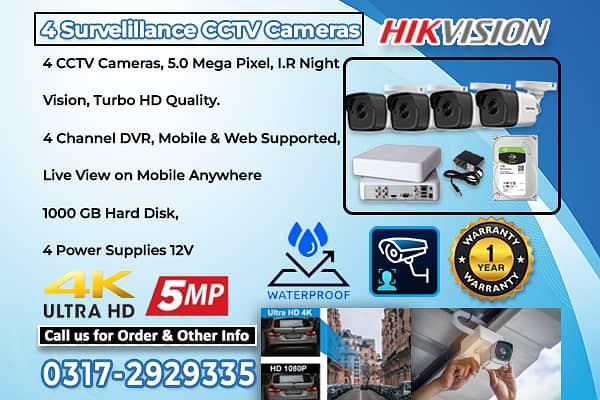 4 CCTV Cameras 5.0MP Package (HikVision) 0