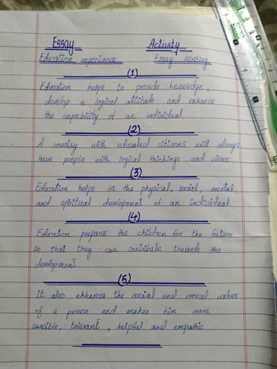 Handwriting Assignments content.