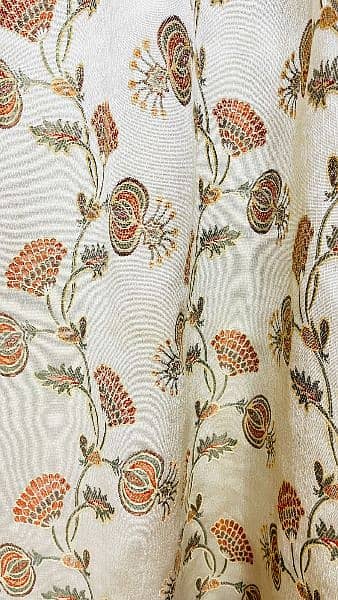 Solid Fabric | Deal of 4 Curtains | Orange + Beige Color | 2