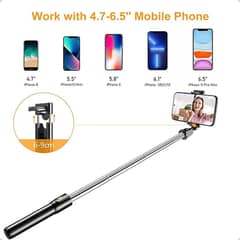 Gritin 3 in 1 Bluetooth Tripod, Extendable and Portable Selfie Stick