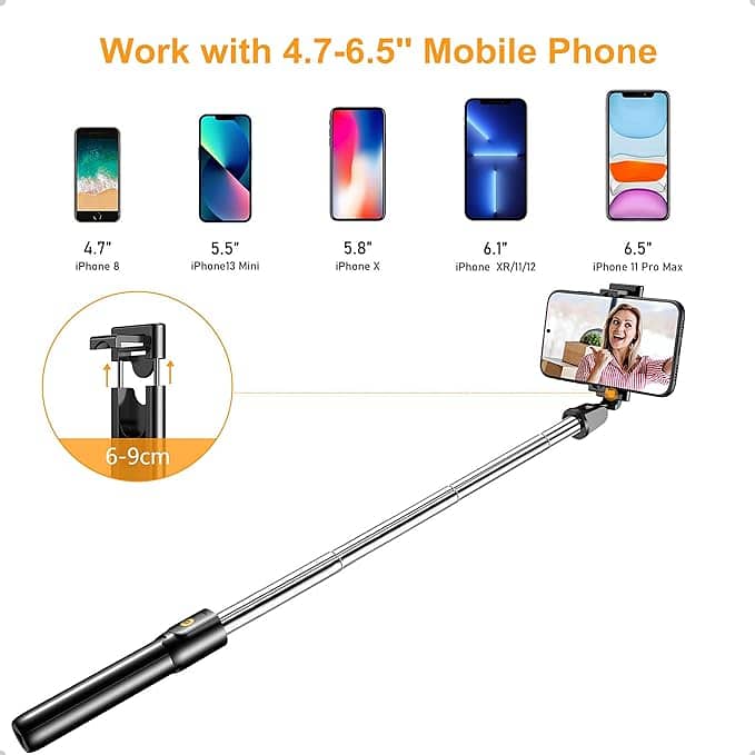 Gritin 3 in 1 Bluetooth Tripod, Extendable and Portable Selfie Stick 0