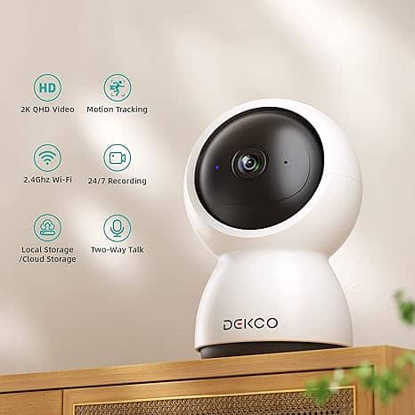 DEKCO 2K Security Camera Indoor, Baby Monitor Pet Camera 360-Degree 1