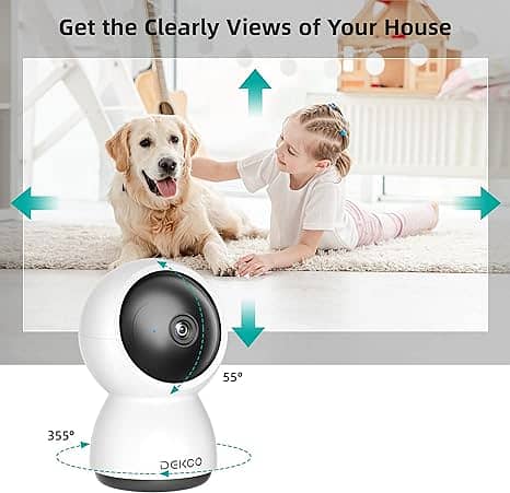 DEKCO 2K Security Camera Indoor, Baby Monitor Pet Camera 360-Degree 2