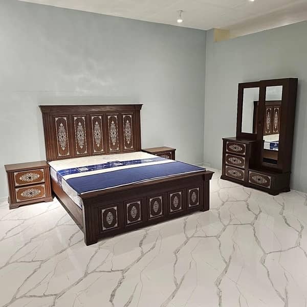 Branded Double Bed/Single Bed Side Table/Dressing/King size Bed 6