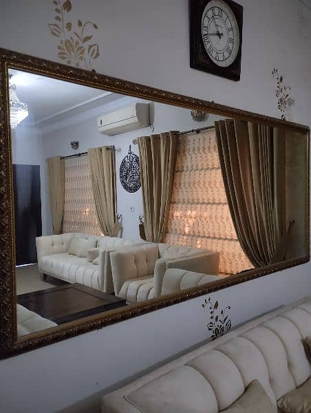 Full wall size mirror with golden frame for sale 1