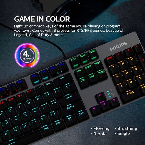 Philips RGB Mechanical Gaming Wired Keyboard Bue Switch SPK8404 5