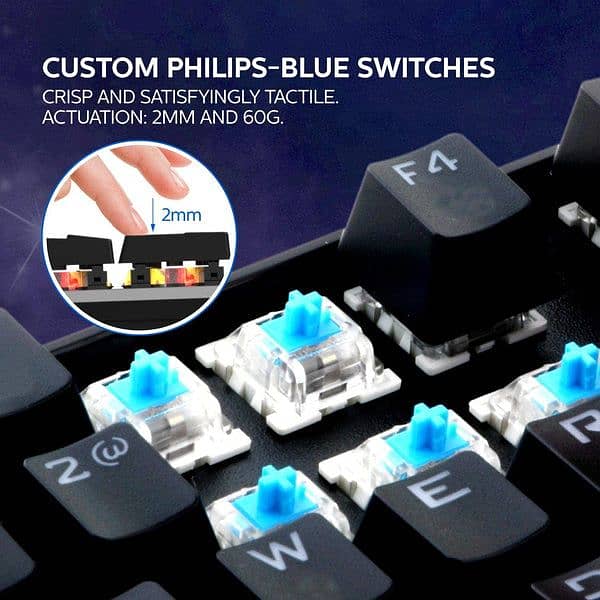 Mechanical Gaming Wired Keyboard Bue Switch SPK8404 Philips RGB 6