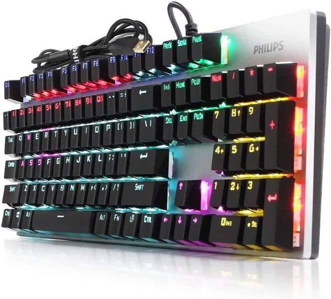 Mechanical Gaming Wired Keyboard Bue Switch SPK8404 Philips RGB 8