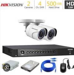cctv 4 chinal 2 cameras 250 GP hdd recading 70 fit pure copper wire