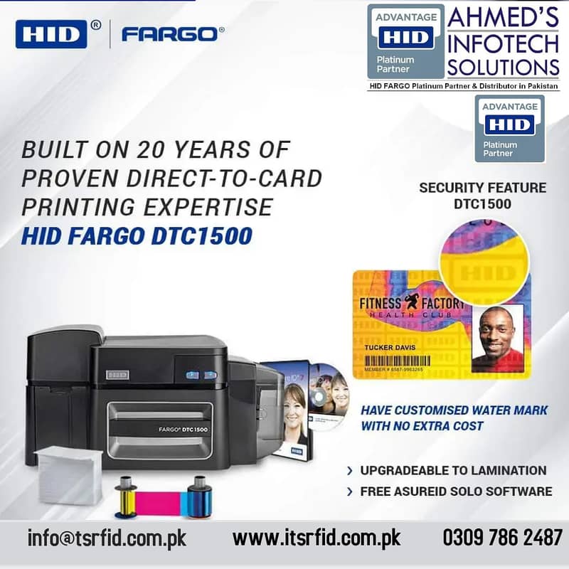 FARGO DTC1500 PVC CARD PRINTER With water Mark security (Single Side) 3