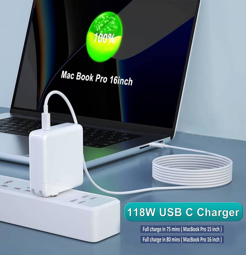 118w Macbook charger -     Fast Macbook Pro Charger | 2m C to C cable. 5