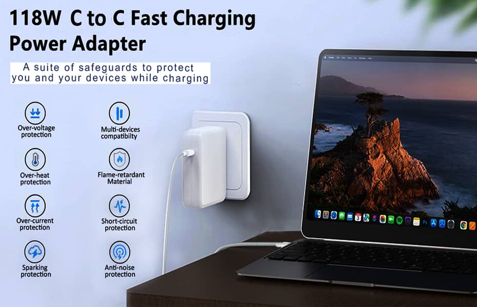 118w Macbook charger -     Fast Macbook Pro Charger | 2m C to C cable. 6