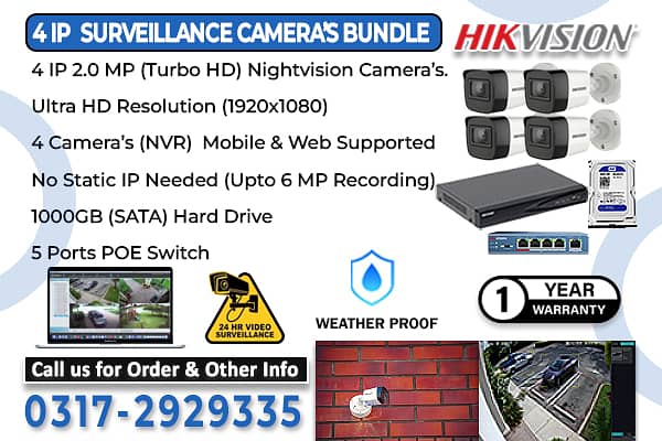 HikVision 4 IP Surveillance camera's Bundle 0