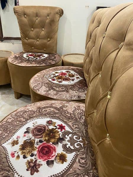 4 sofa chairs set with two round tables 1