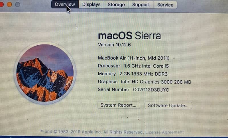 Macbook Air( 11 Inch Mid 2011) Core i 5 3