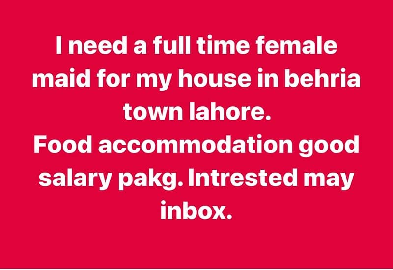 House Maid Required 0