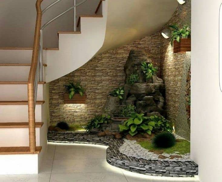 waterfall fountain Wall design and concrete art 1