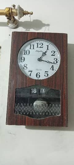 03132433050 Antique Rhythm pendulum wooden brass Wall Clock VINTAGE