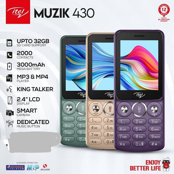 Itel Muzik 430 Dual Sim Phone Box Pack 1Year Warranty Delivery Avleabl 0