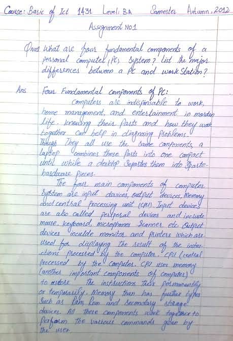 Handwriting assignment work 6
