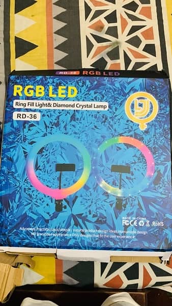 RGB 36cm Ring Light Daimond crystal Lamp with  Adjustable Metal Stand 7