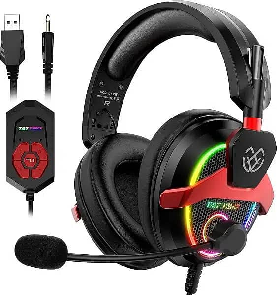 Tatybo XW6 7.1 Gaming Headset for PC, PS4, PS5, Xbox One, Switch 0