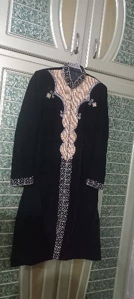 Sherwani black velvet for sale. 2