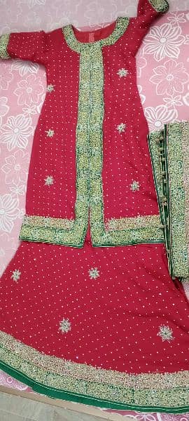 Red bridal sharara full embroidery 6