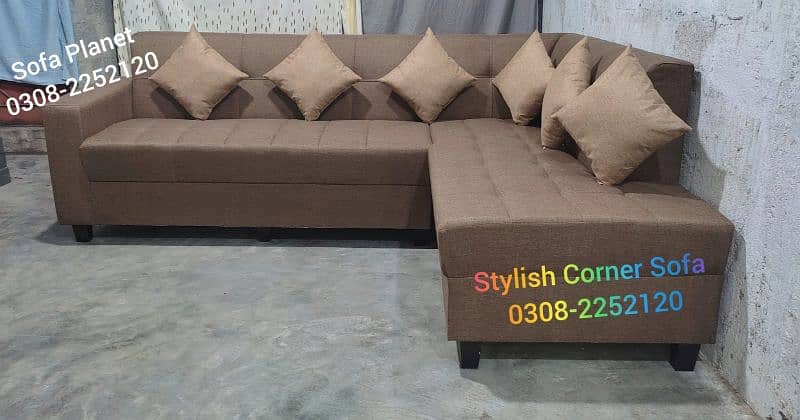 5 seater L shape corner sofa set with 5 cushions complementary 9