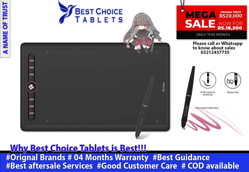 Drawing Tablet Wacom Artisul M0610 Pro 10x6 Inch Pen Graphic Tab 0