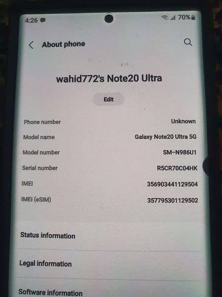 Galaxy Samsung Note 20 ultra snapdragon 5G 4