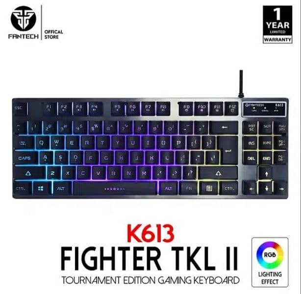 100% Original Fantech K613 Fighter 2 Full RGB Gaming Keyboard-DELIVERY 0